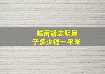 越南胡志明房子多少钱一平米