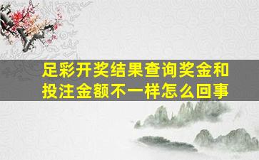 足彩开奖结果查询奖金和投注金额不一样怎么回事