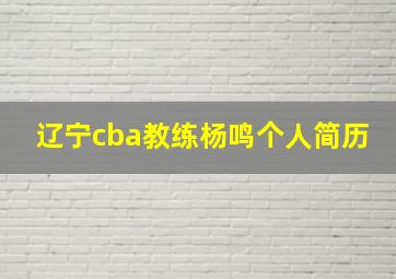 辽宁cba教练杨鸣个人简历