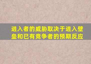 进入者的威胁取决于进入壁垒和已有竞争者的预期反应