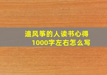 追风筝的人读书心得1000字左右怎么写