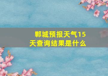 郸城预报天气15天查询结果是什么