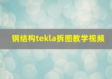 钢结构tekla拆图教学视频