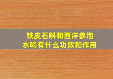 铁皮石斛和西洋参泡水喝有什么功效和作用