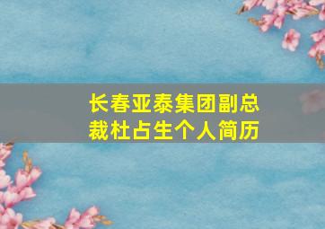 长春亚泰集团副总裁杜占生个人简历