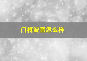 门将波普怎么样