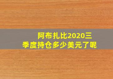 阿布扎比2020三季度持仓多少美元了呢