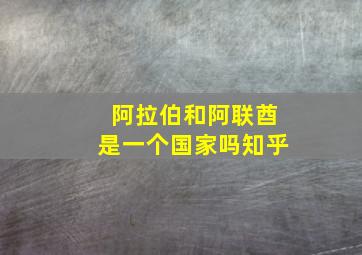 阿拉伯和阿联酋是一个国家吗知乎