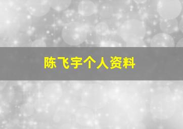 陈飞宇个人资料