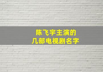 陈飞宇主演的几部电视剧名字