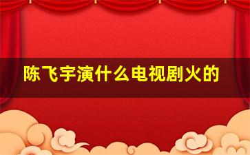 陈飞宇演什么电视剧火的