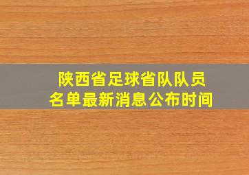 陕西省足球省队队员名单最新消息公布时间