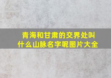 青海和甘肃的交界处叫什么山脉名字呢图片大全