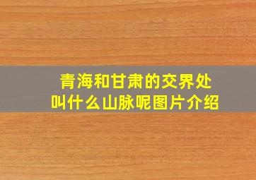 青海和甘肃的交界处叫什么山脉呢图片介绍