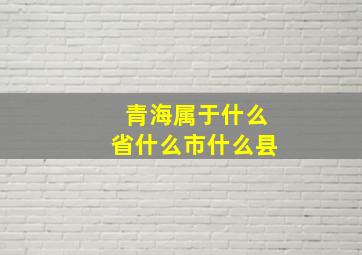 青海属于什么省什么市什么县