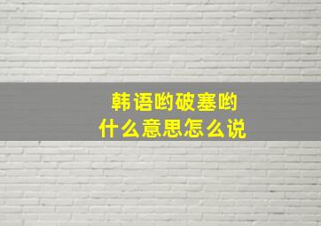 韩语哟破塞哟什么意思怎么说