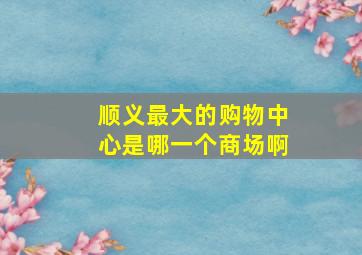 顺义最大的购物中心是哪一个商场啊