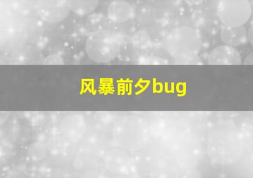 风暴前夕bug