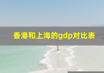 香港和上海的gdp对比表