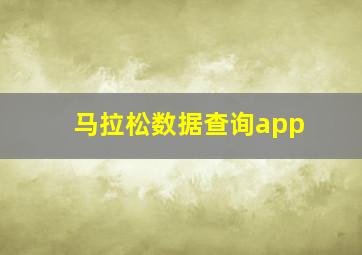 马拉松数据查询app