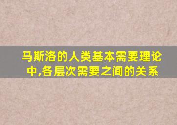 马斯洛的人类基本需要理论中,各层次需要之间的关系