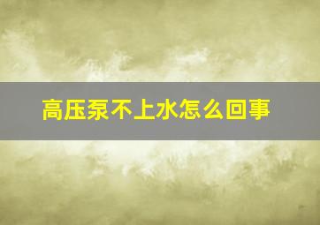 高压泵不上水怎么回事