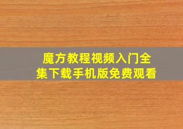 魔方教程视频入门全集下载手机版免费观看