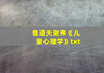 鲁道夫谢弗《儿童心理学》txt