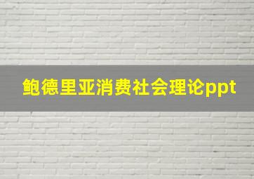 鲍德里亚消费社会理论ppt