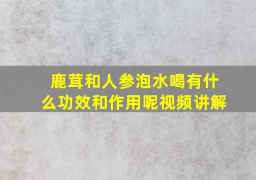 鹿茸和人参泡水喝有什么功效和作用呢视频讲解