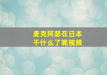 麦克阿瑟在日本干什么了呢视频