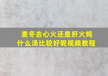 麦冬去心火还是肝火炖什么汤比较好呢视频教程