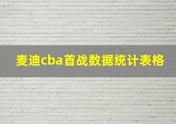 麦迪cba首战数据统计表格