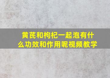 黄芪和枸杞一起泡有什么功效和作用呢视频教学