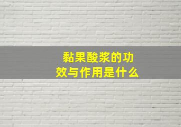 黏果酸浆的功效与作用是什么