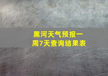 黑河天气预报一周7天查询结果表