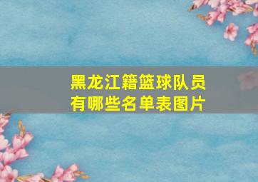 黑龙江籍篮球队员有哪些名单表图片