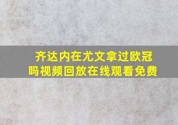 齐达内在尤文拿过欧冠吗视频回放在线观看免费